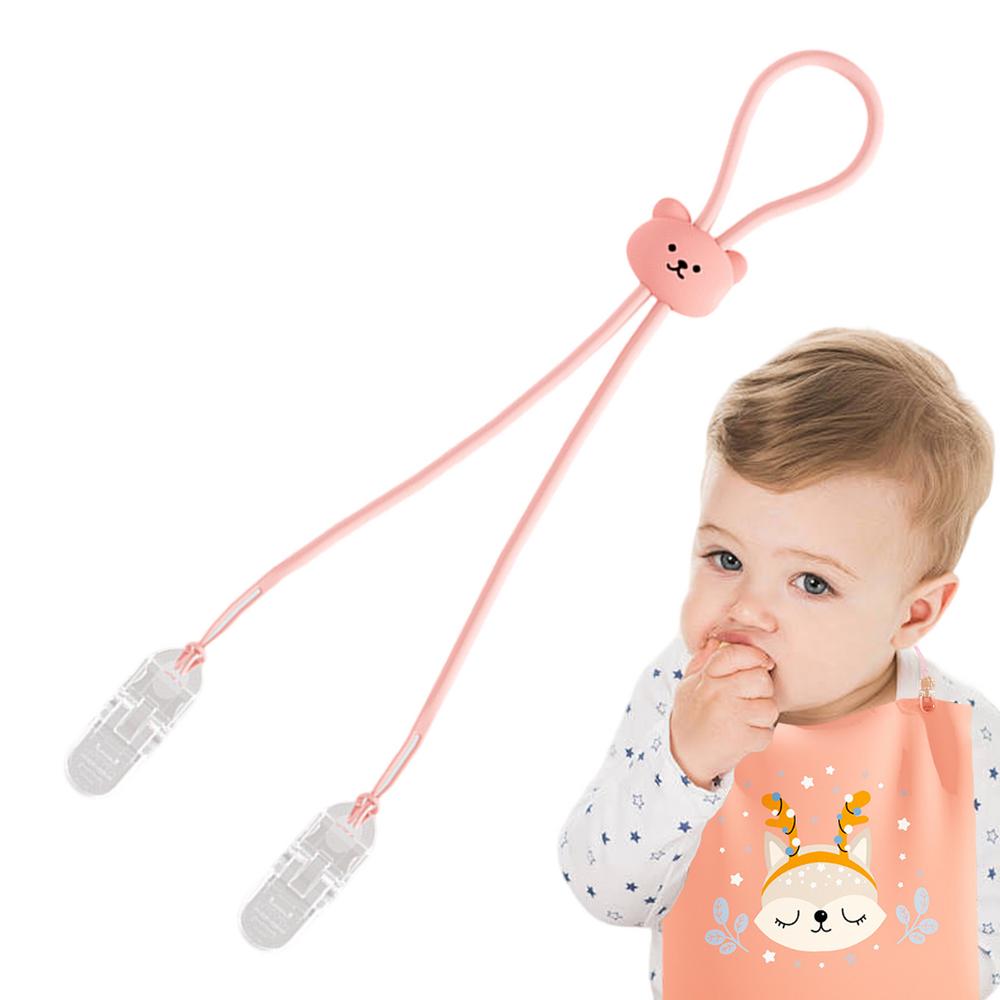 

Bib Clips Adjustable Silicone Napkin Clip Lanyard Portable Bib Towel Strap Chain Lanyard Necklace for Dining Clothing Protection розовый