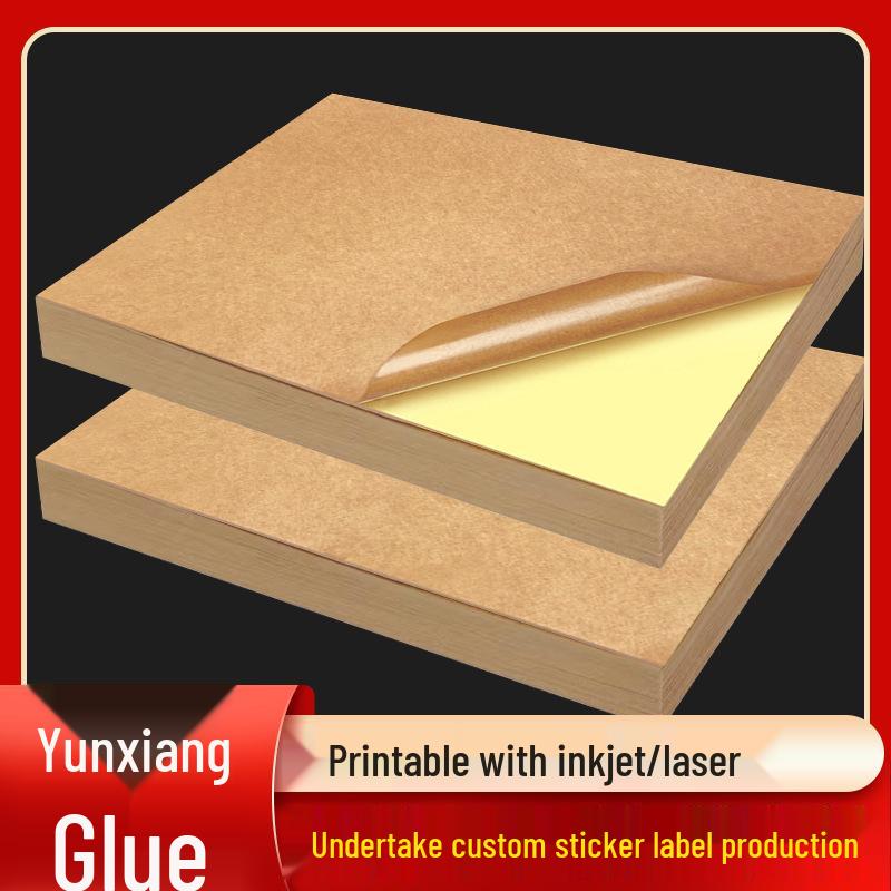 Kraft Paper A4 Self-Adhesive Matte Label Sheets for Laser and Inkjet - Dark & Light Colors Light Color A4 50 Sheets Kraft Paper Adhesive