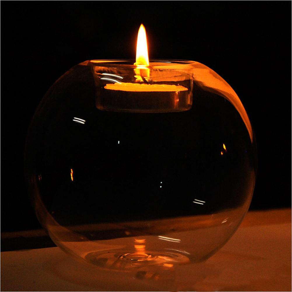 10cm Stylish Crystal-like Glass Candle Holder Romantic Candlestick Home Cafe Wedding Candlelight Dinner Decoration