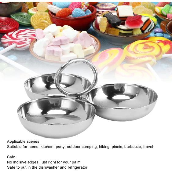 

Блюдо для подачи закусок 3 в 1 Фруктовая чаша Тарелка для закусок Нержавеющая сталь 304 Многоразовые десертные тарелки Конфетница для дома, кухни, вечеринки(Тип 2)