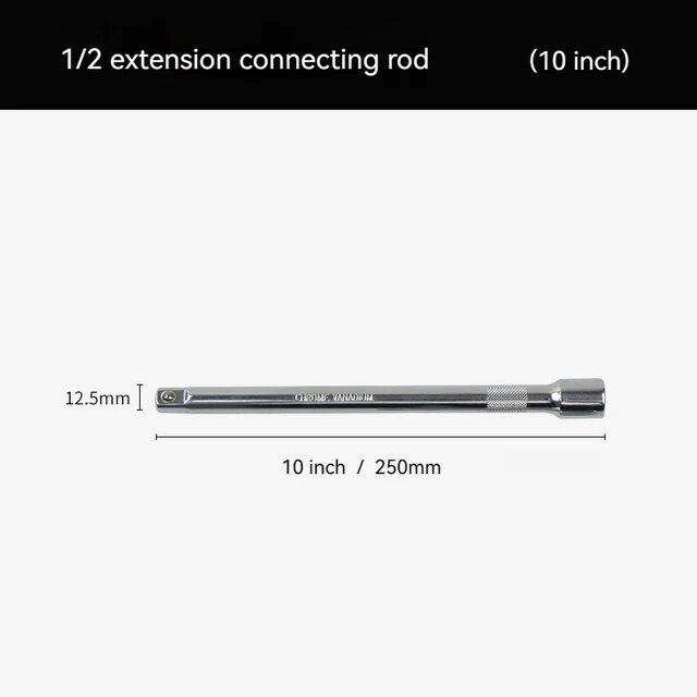 1/4 3/8 1/2 Socket Ratchet Wrench Extension Bar 50/75/100/125/150/250mm Long Bar Steering Sleeve Connecting Rod Accessories