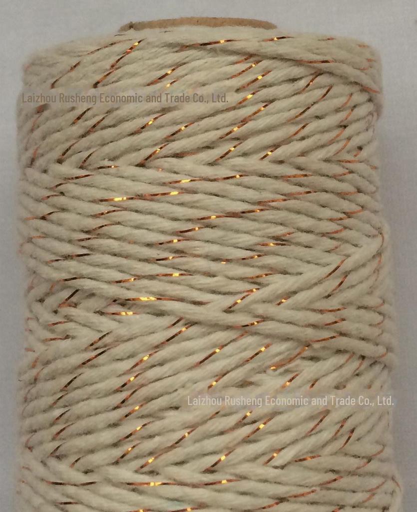 Gold, Silver & Copper Cotton Rope with Gold Thread and Multi-colored Cotton Rope - 100m.