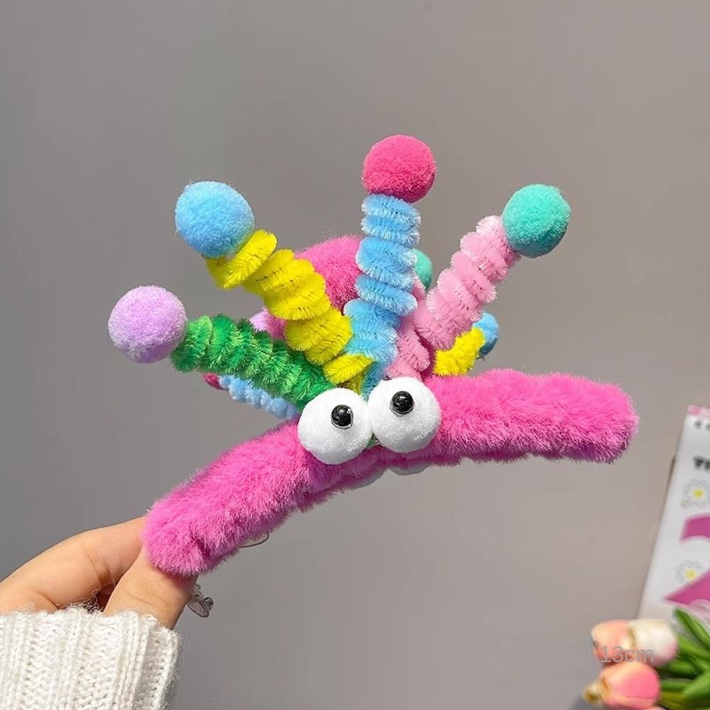 Cartoon Hair Claw Furry Headwear Spring Plush Hair Claw Clip Valentine s Gift Headdress Hairpin Women Girl Hair Accessory розовый