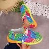 Wide Lace Up Colored Low Top Single Shoe, Women's Graffiti Lazy Canvas Flat Sole Single Shoe