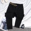 Spliced Leopard Print Stretch High Waist Tight Look Slim Hairy Edge Pencil Foot Pants Winter