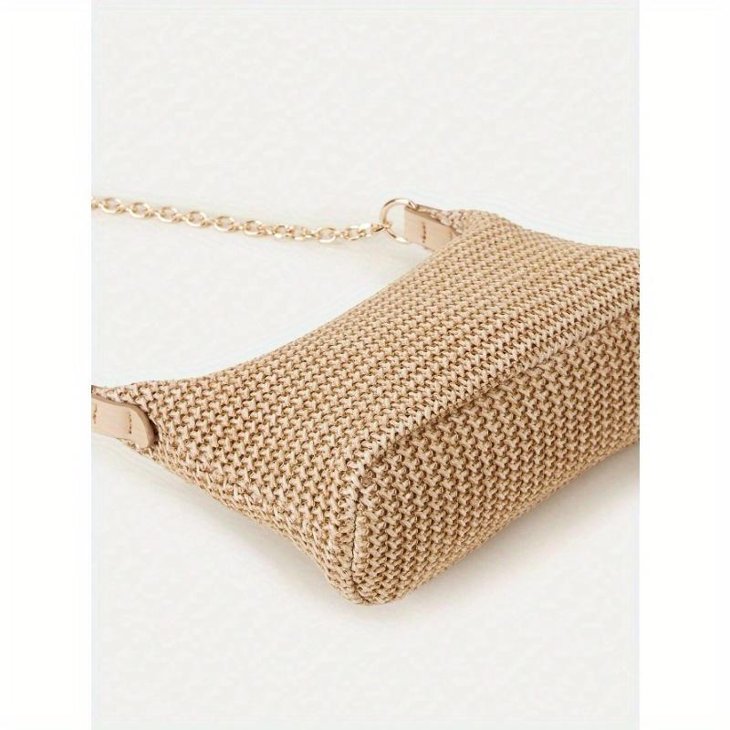 New Arrival Fashionable Bohemian Style Woven Rattan Bag with Chain Strap, Shoulder Bag, Suitable for Daily Casual, Vacation, Shopping