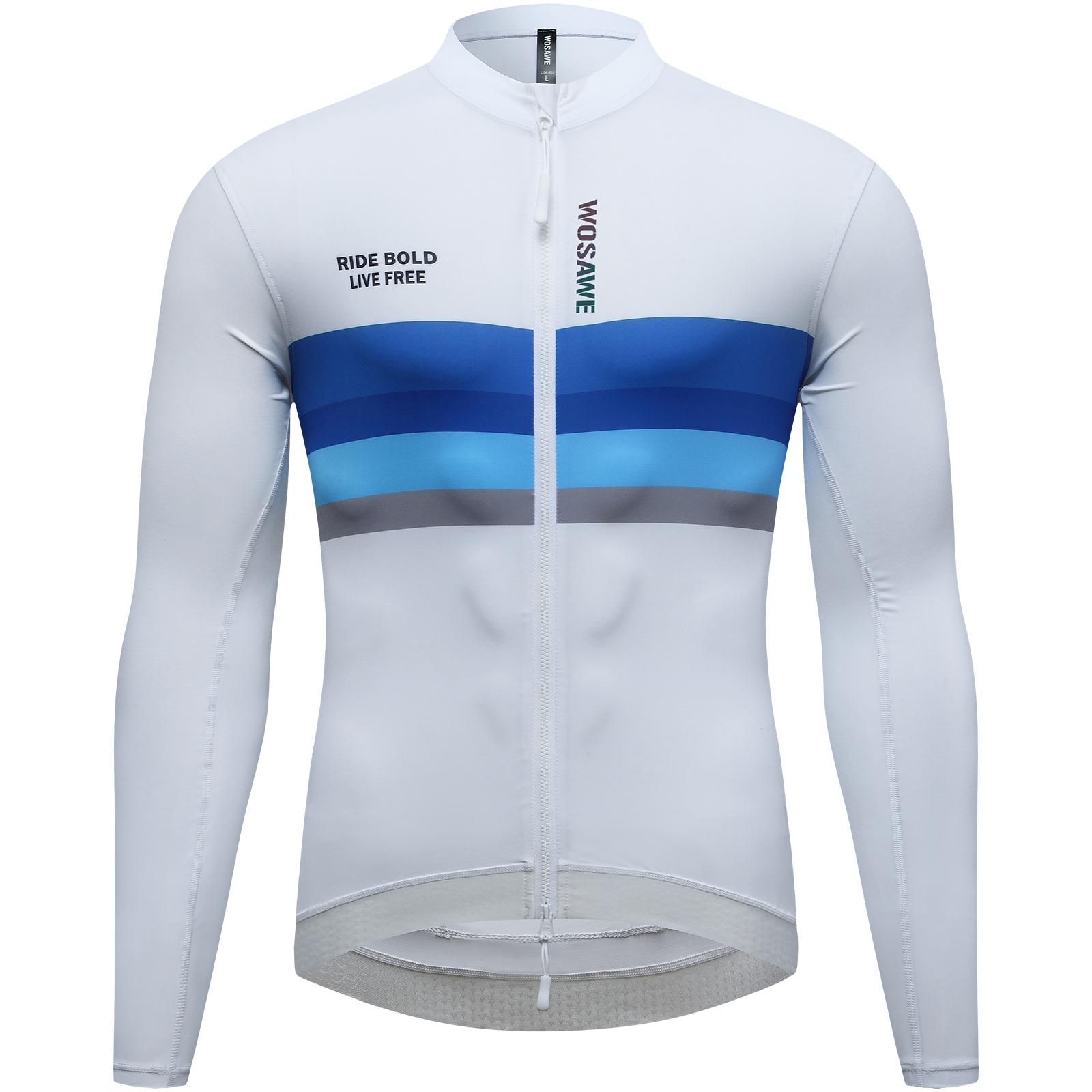 

WOSAWE Men Spring Summer Road Riding Tops High Elastic Breathable Cycling Equipment Sports Cycling Long Sleeve Jerseys 3XL білий