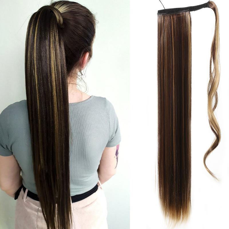 Magic stick ponytail synthetic wig long straight ponytail wig female wig heat-resistant for daily gatherings