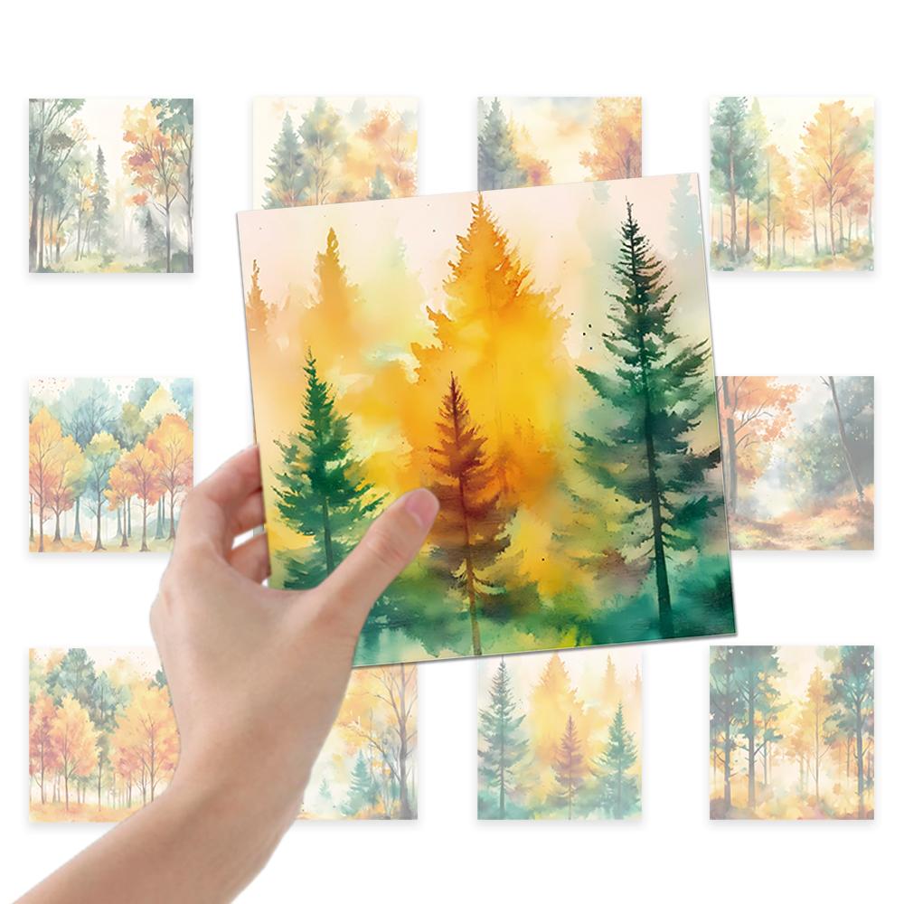 24pcs, Autumn Maple Leaves Theme Scrapbook Paper, A5 Size, DIY Journals, Material Paper, Patchwork, Albums, Notebooks, Decoratio