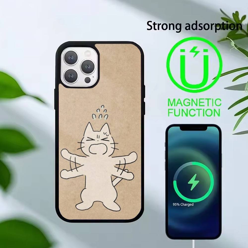 Funny Cat Band Animal Phone Case For iPhone17,16,15,14,13 Plus,Pro Max Magnetic For Magsafe Wireless Charging