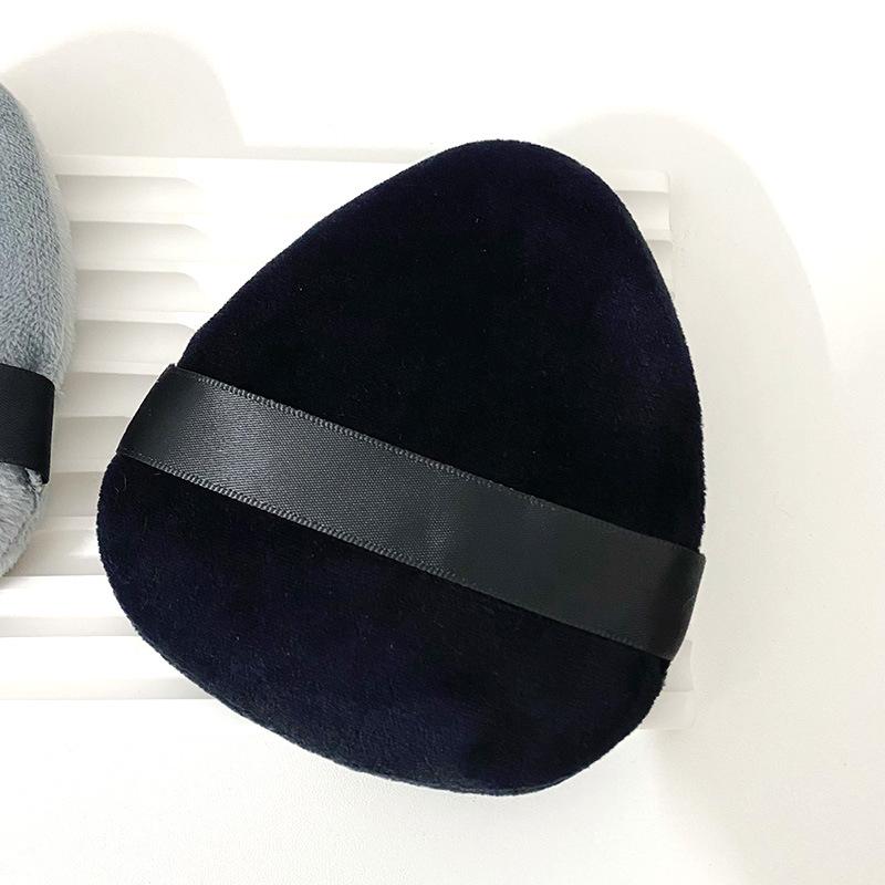 Large Black Teardrop Powder Puff - Super Soft, Non-Absorbent, Short Hair, Setting Puff & Gray Triangle Makeup Sponge