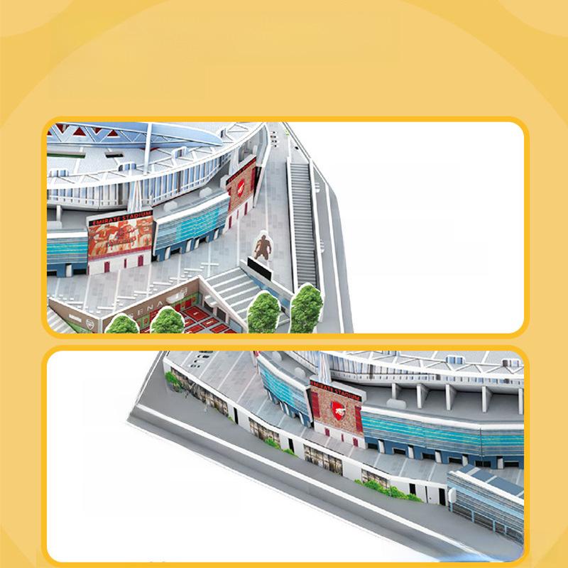 Real Madrid 3D Puzzle Model fotbalového hřiště: Hračka pro montáž bez lepidla a trofej Ligy mistrů - Perfektní narozeninový dárek pro muže