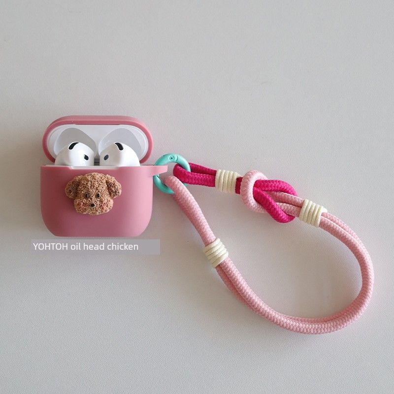 

New Arrival Airpodspro2 Apple Wireless Earphone Case Airpods3 Silicone Airpodspro One-Piece Generation Soft Box Second Generation with Lanyard Shell Apple AirPods3 Bean powder + lanyard