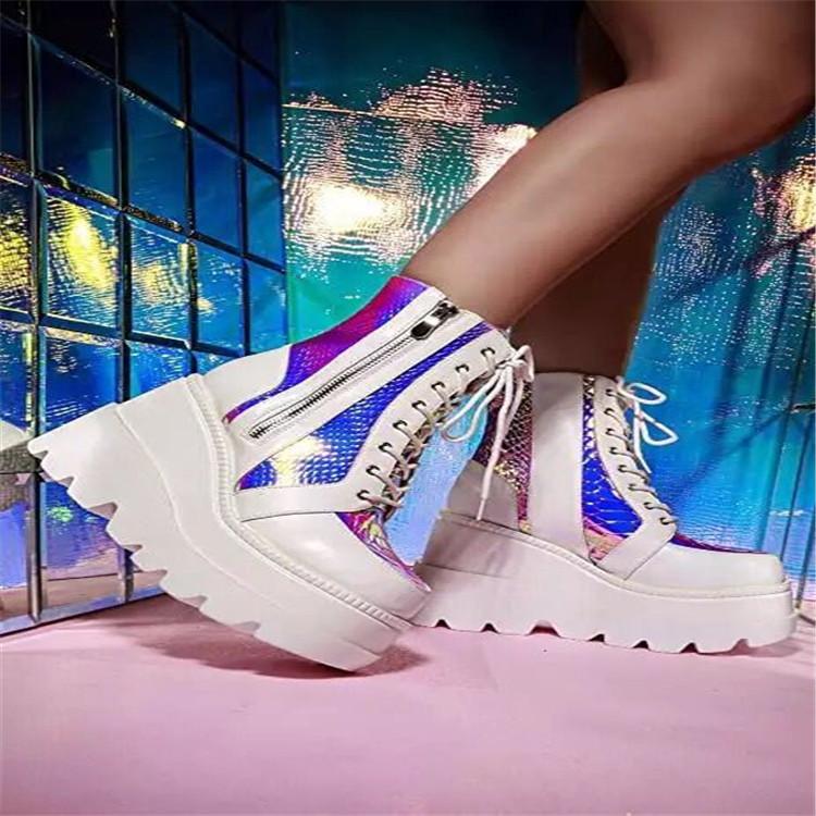 Heta Säljet, Stor Storlek Vattentäta Bord Klossklack Superhög Klack Korta Stövlar Dam Orm Martin Boots