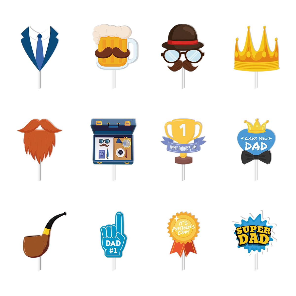 

12/24pcs Happy Father s Day Cupcake Toppers Moustache Tie Love Father Best Dad cake Picks Fathers Day Theme Birthday Pary decor 12pcs