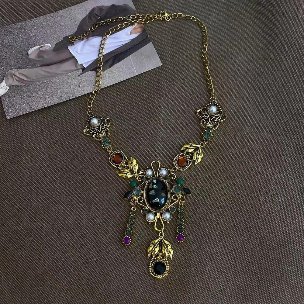 Bohemia Ethnic Tassel Necklace Pearl Rhinestone Necklace Women Ethnic Style Forehead Chain  Girls