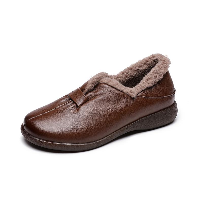 Fashion GKTINOO 2024 Shoes Women Winter Warm Wool Genuine Leather Flat Shoes Casual Loafers Slip On Women's Flats Shoes Moccasins Lady