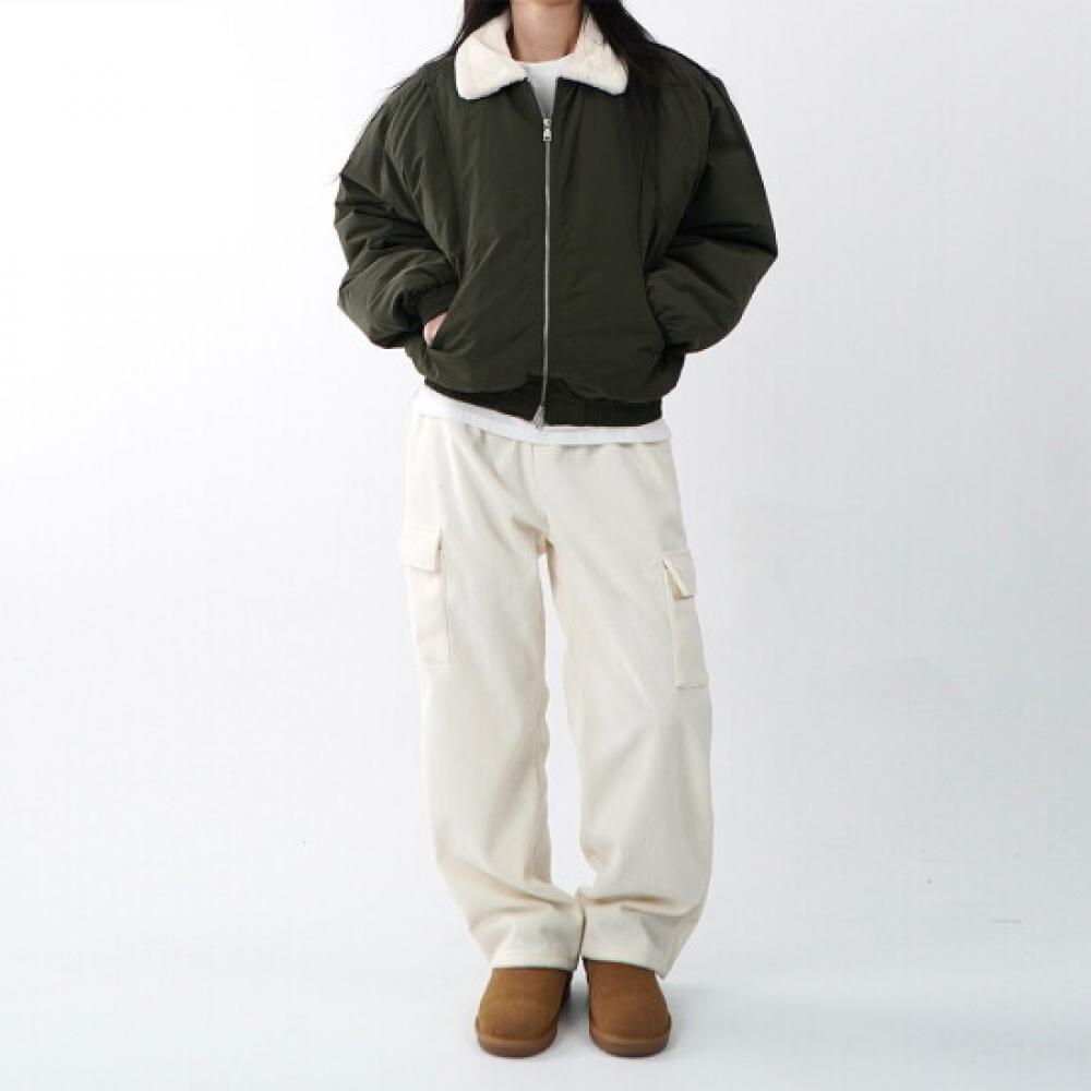 Onl Women Heavy Fleece Cargo Corduroy Wide Pants