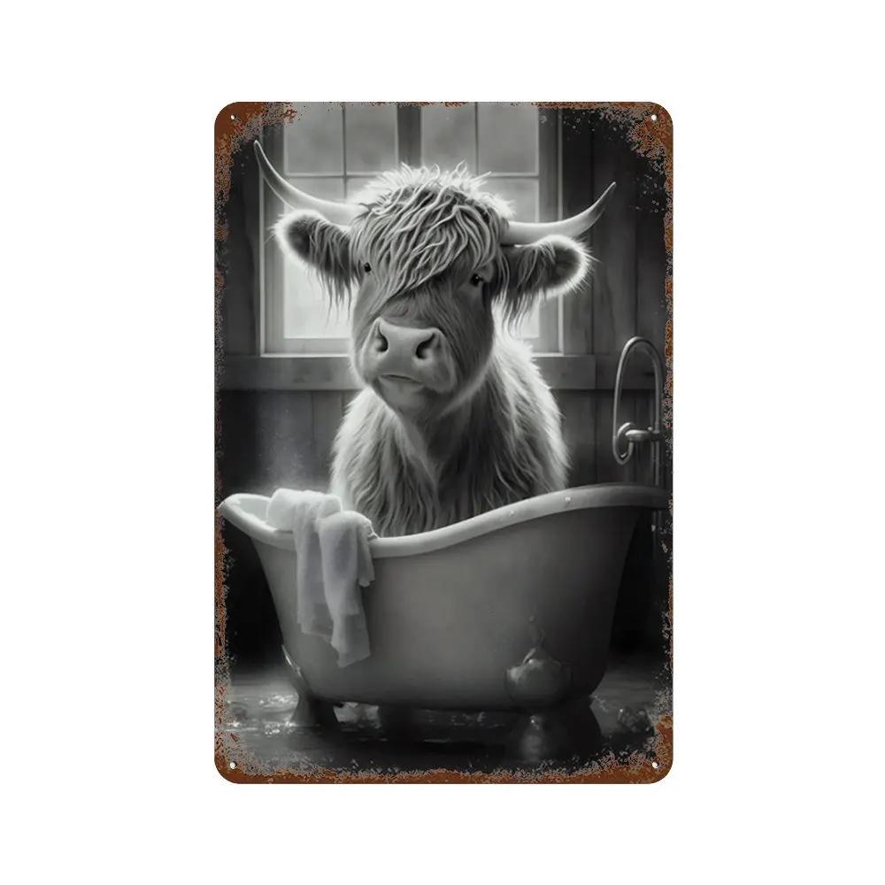 Funny Animal Posters Metal Tin Sign Plaque Dog Monkey Reading Newspapers Decorative Plates For Toilet Bathroom Wall Art Decor