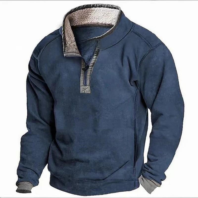 Mens Casual Hoodie With Zipper And Stand Collar For Fall Winter Warmth
