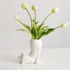 White Ceramic Vase Cute Cat Flower Vase, Modern Vase for Minimalist Decor for Table Decor, Shelf Vases for Decoration, Entryway Decor Vase