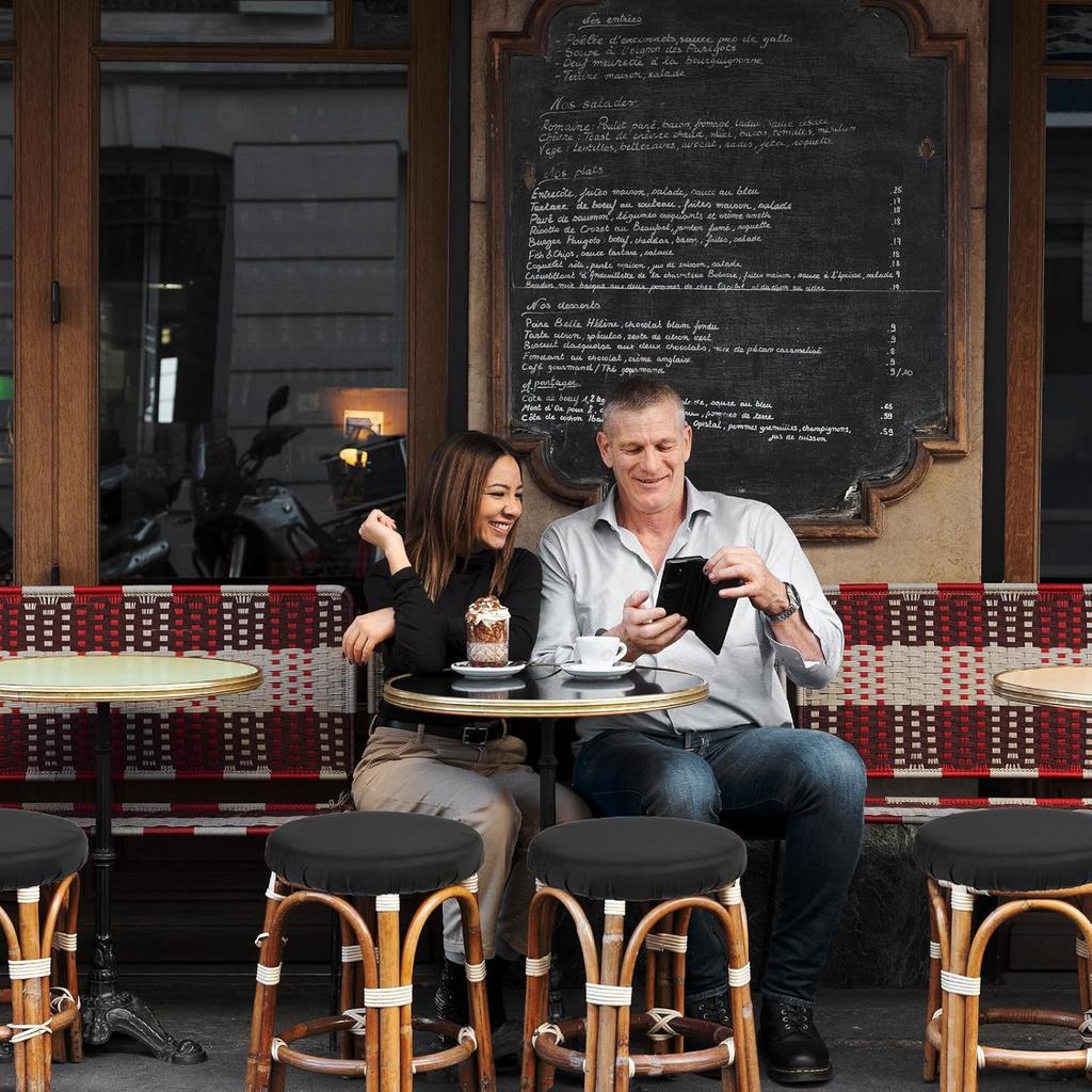 2 Pcs Bar Stool Covers Black Round High Elastic Bar Stool Covers Soft Stool Cushion Washable Slipcovers Fit for Dia 11-14 in Bar Round Chair for Home