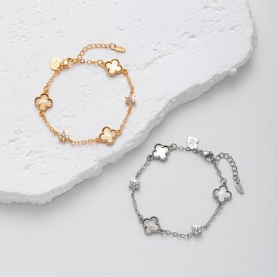 Klaver Armband Kleurbehoudend Goud Zilver Ingelegd Zirkonia Armband
