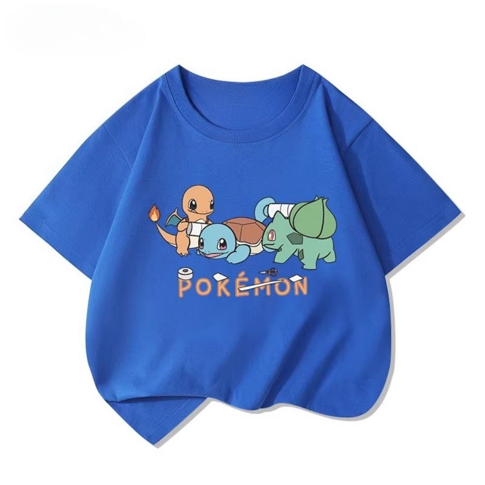 Potdemiel Summer New Pikachu Print Children's T-Shirt, Boys and Girls, Comfortable and Breathable Children's T-Shirt
