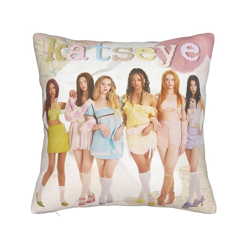 Kpop Katseye Federa per Cuscino Musicale Poliestere Copricuscino Regalo Federa per Cuscino Auto Cerniera 45*45cm