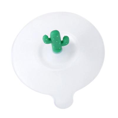 Silicone Cup Lid Cactus Decor Round Cute Dustproof Leakage Proof Multifunctional Cup Cover