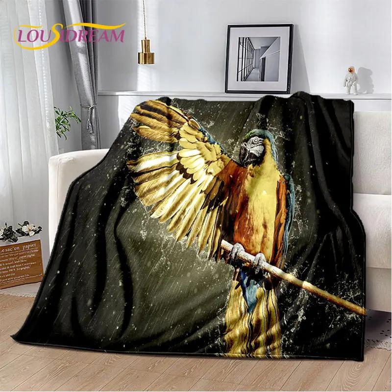 Macaws Colorful Birds Parrot Soft Plush Blanket,Flannel Blanket Throw Blanket for Living Room Bedroom Bed Sofa Picnic Cover Kids
