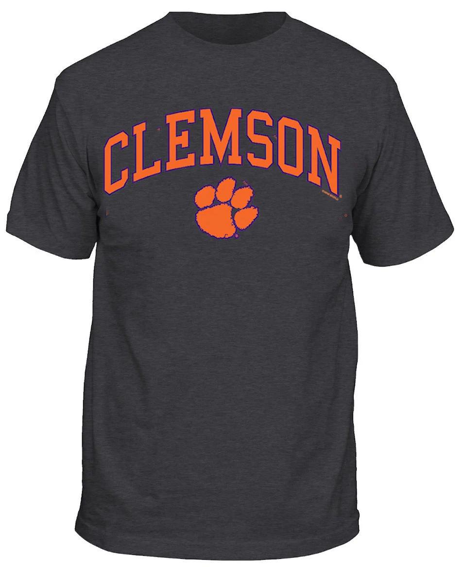 Clemson Tigers Men s Heather Grey College Arch Short Sleeve T shirt 4XL
