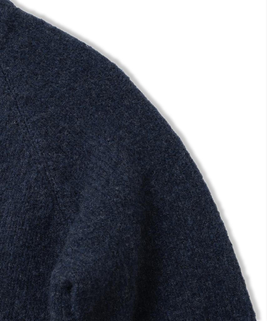 KNITTED (Unisex) Boucle Raglan Crop Round Knit Navy
