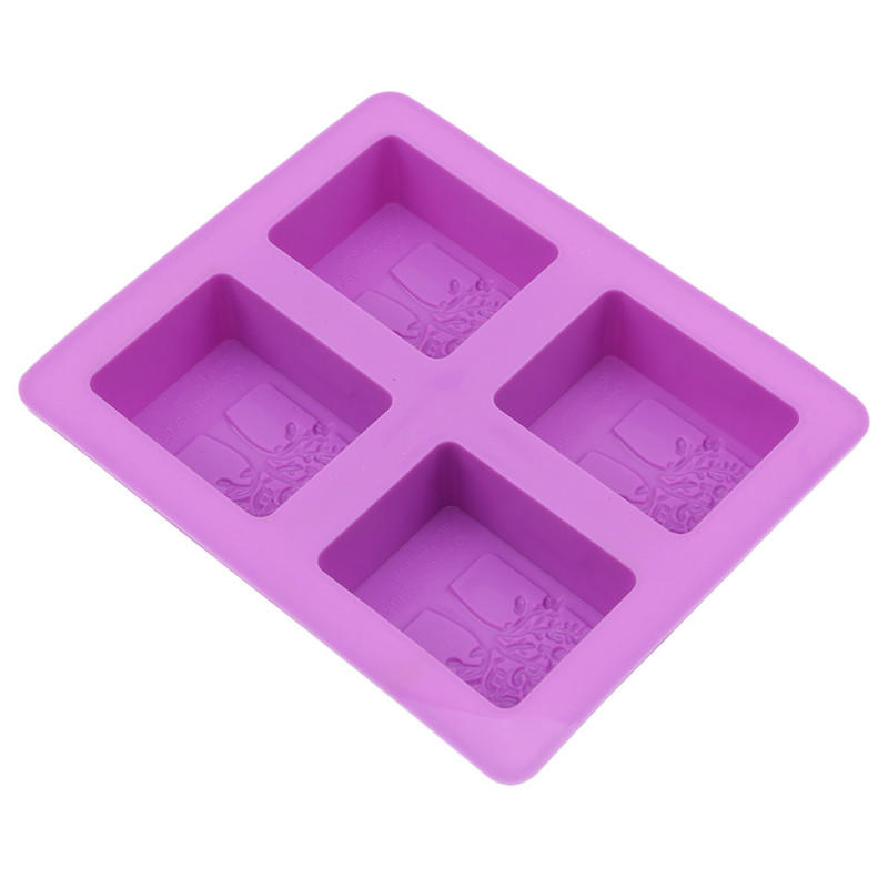 Party Dessert Silicone Mold Multi-purpose Tree Shape 4 Hole Square Soap Mold Crafts Chocolate Cake Molding Handmade Tools