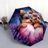 Yorkshire Terrier and Heart pattern, automatic folding umbrella, portable and foldable design, 8 ribs, a Christmas or birthday gift.