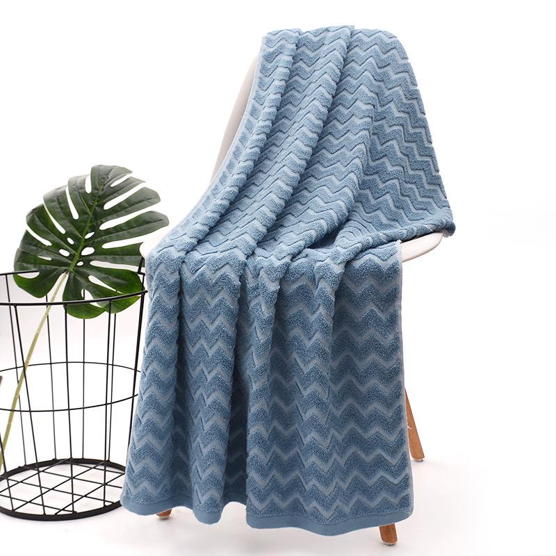 Large Cotton Bath Towel - Absorbent, Hotel Quality, Embroiderable Shower Wrap 70x140cm синий