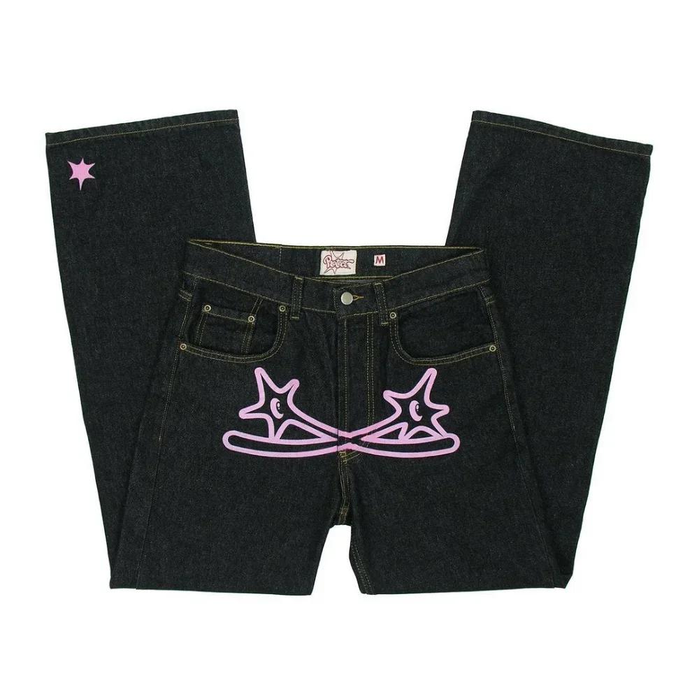 RogueWave Street Clothing Y2K Jeans Harajuku Letter Print Pattern Print Loose Jeans New High Waisted Wide Leg Pants