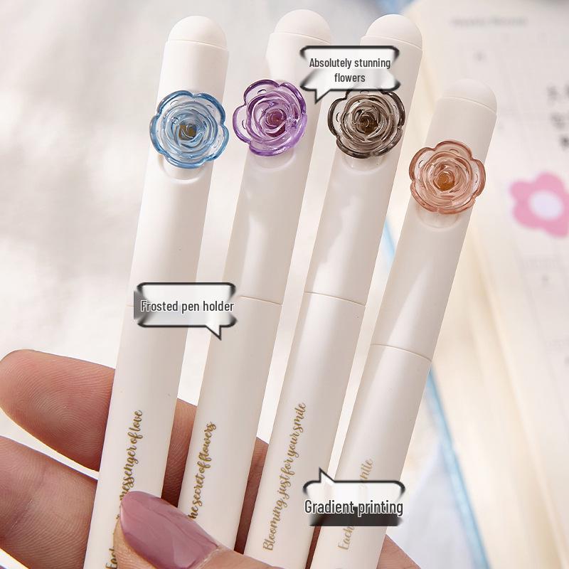 Romantic Limited Edition Rotating Neutral Pen - Quick-Drying Rose Design & Alice Question-Mark