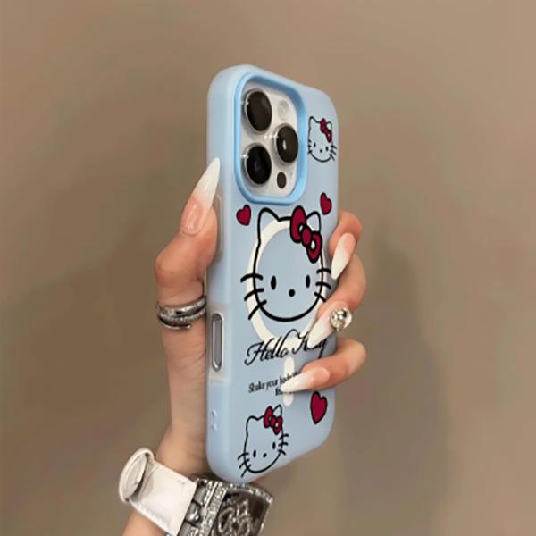 Hello Kitty and Dog Magnetic Case for iPhone 17 Pro Max, 16, 15 Pro, 14 - Cute Cartoon Design