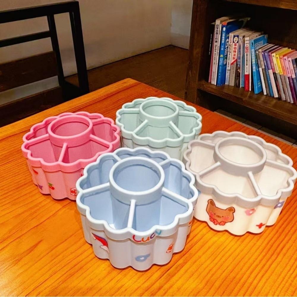 Large Capacity Pencil Box Rotatable Makeup Brush Holder Desktop Organizer Study Accessories