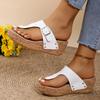 Fashion Summer Clip Toe Wedges Sandals Women 2025 Summer Chunky Platform Flip Flops Woman Fashion Buckle Thick Bottom Beach Slippers