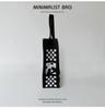 Black & White Checkered Panda Knitted Tote Handbag - Versatile, Large Capacity, Portable Shoulder Bag for Women.