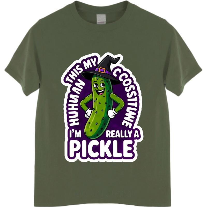 Breathable Women Round Neck Tshirt Vintage Huh This My Costume Im Really A Pickle Classic For Unisex Tshirt Unisex Fashion Tshirt