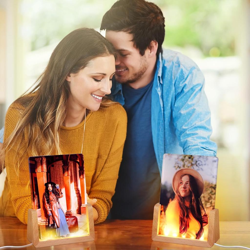 6 Pcs Valentine's Day Gifts Night Light Sublimation Acrylic Photo Frames Blanks LED Night Lights Picture Frames for Valentine Wedding Heat Press