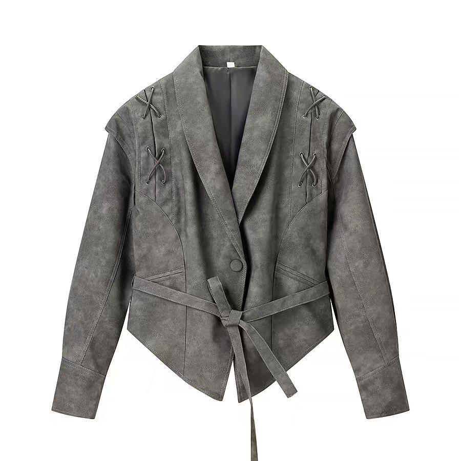 Retro Leather Jacket for Women - European & American Street Style Autumn/Winter Collection