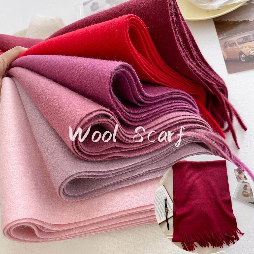 30*180cm Wool Scarf Women Luxury Solid Color Winter Warm Fashion Scarves Tassel Shawls Pashmina Lady Soft Wraps