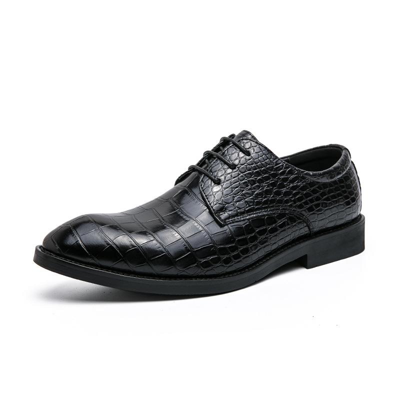 Large Size Men's Business Dress Leather Shoes Fashion Crocodile Pattern Lace-up Leather Shoes British Style Gentleman Leather Shoes