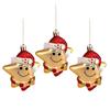 3Pcs Christmas Red Hat Star Ornaments Hand-Painted Plastic Hanging Decor for Tree Home Office Festive Party Decoration