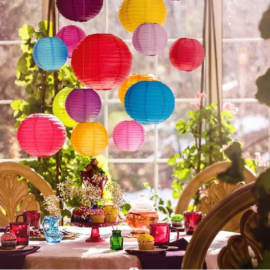 8PCS Paper Lanterns Decorative Party Supplies for Rainbow Birthday Party Mexican Fiesta Decorations Colorful Paper Lanterns Chi 5