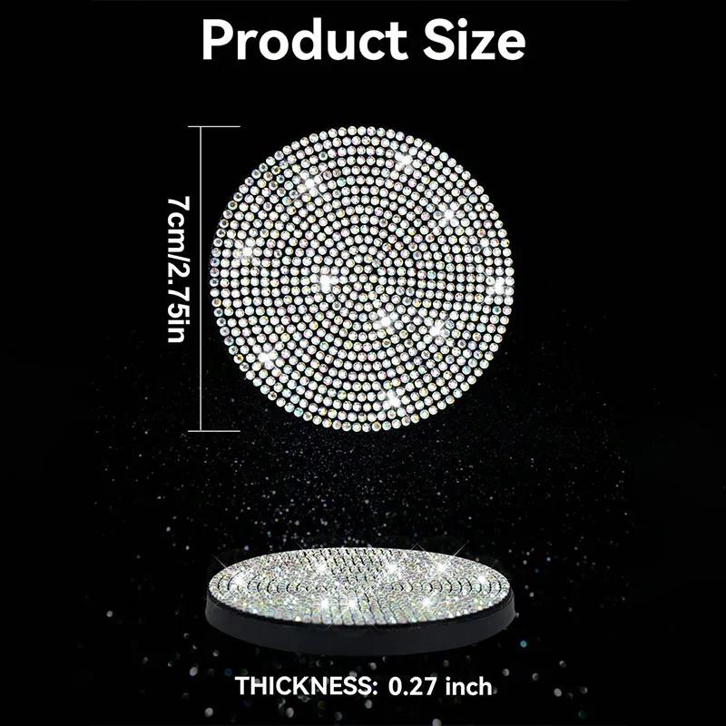 Car coaster with crystal - anti slip, heat-resistant, elegant diamond like design, light luxury shining, beautiful car interior